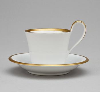 KAFFEKOPPAR MED FAT, 6 st. Porslin, "Golden Sun", Sigvard Bernadotte, Bing o Gröndal. Danamark. 1900-tal.