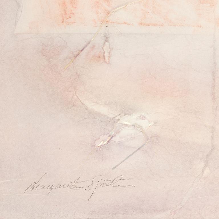 Margareta Sjödin, akvarell & collage, signerat.