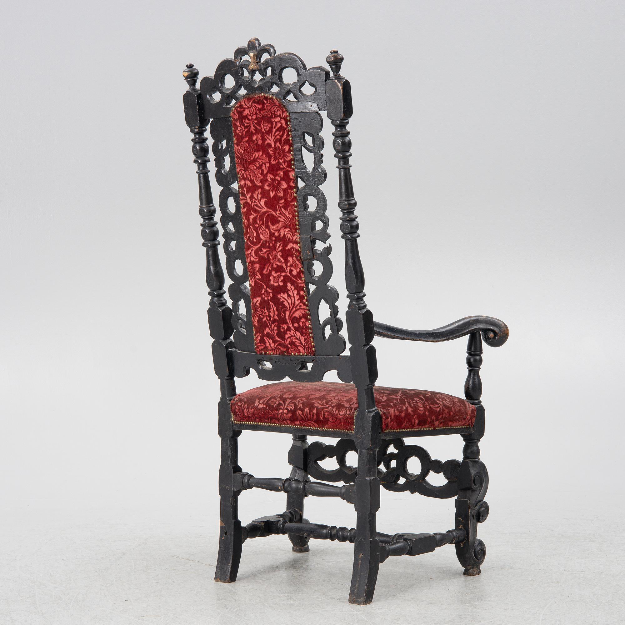 Karmstol, barockstil, omkring 1900 med äldre delar.