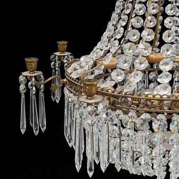 A late gustavian style chandelier, mid 20th Century.