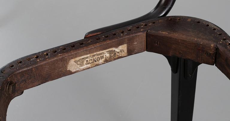 A set of eight dark stained bent wood chairs attributed to either Josef Frank or Josef Hoffmann, circa 1935, label Thonet.