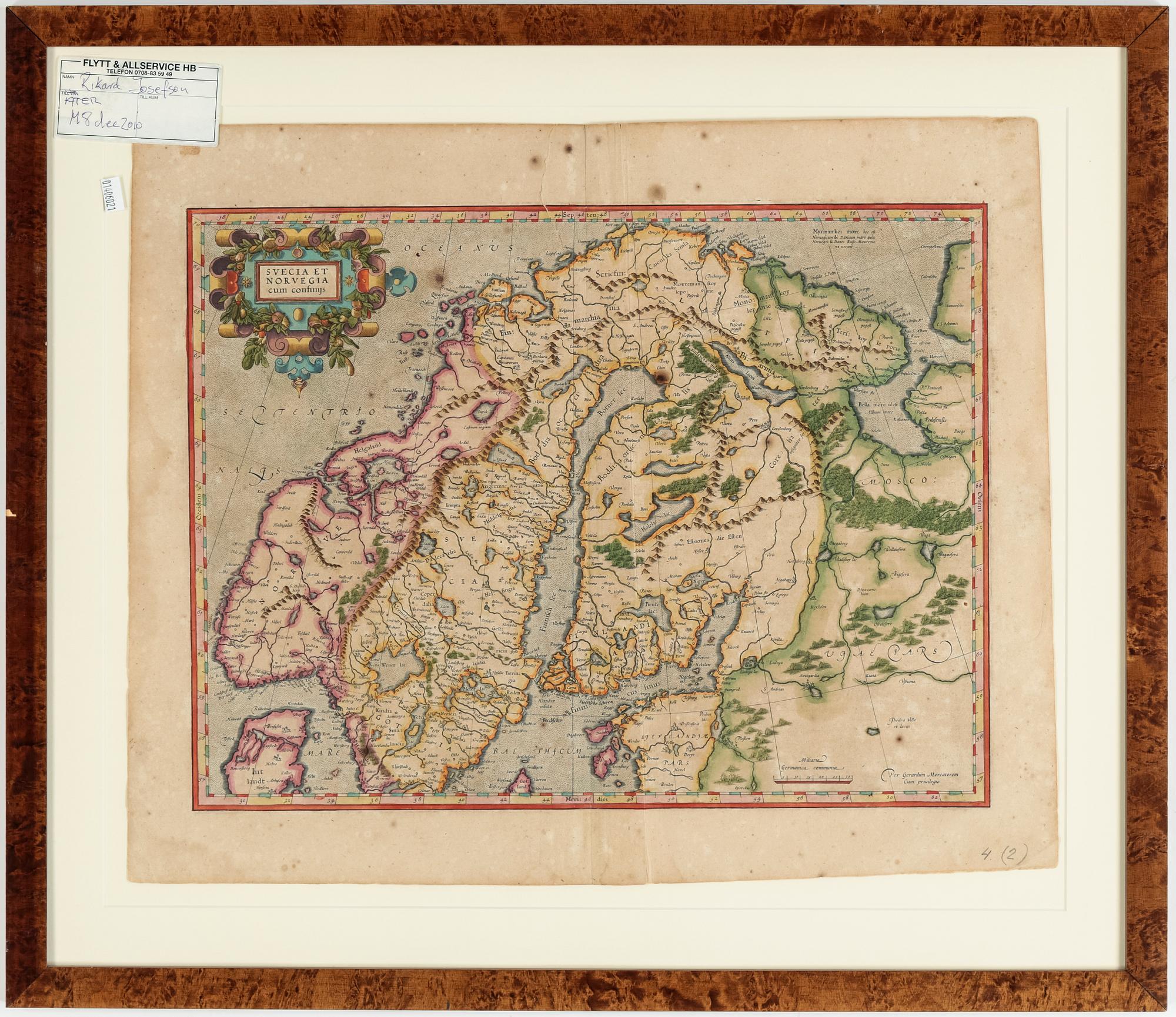 KARTA, "Suecia Et Norvegia cum confinijs", trol 15/1600-tal.