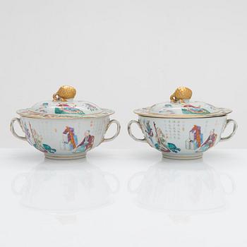 Two lidded porcelain bowls, Canton, China 19th century.