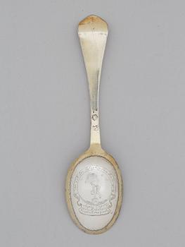 209. A Swedish early 18th century parcel-gilt silver spoon, mark of Sven Wallman, Gothenburg 1711.