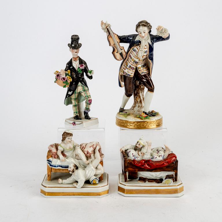 Figurines 4 pcs Volkstedt Thüringen first half of the 20th century porcelain.