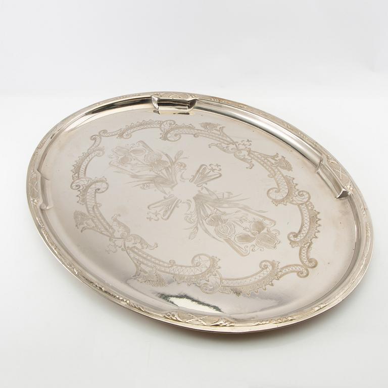 Trays 4 pcs of silver-plated metal, first half of the 20th century.