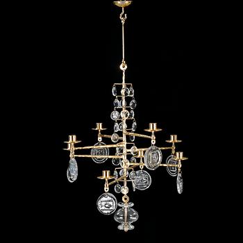 A chandelier by Erik Höglund, second half of the 20th century, hight ca 65 cm.