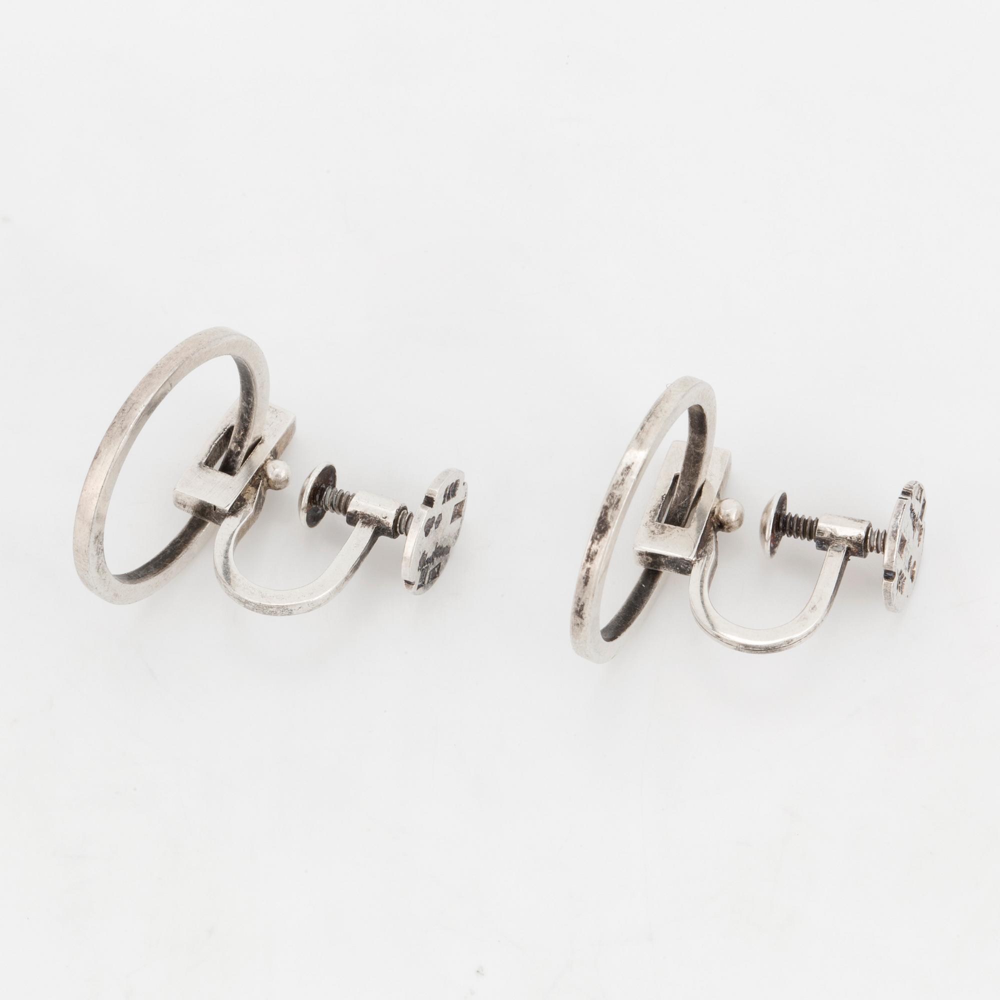 WIWEN NILSSON, örhängen, sterling silver, Lund 1958.