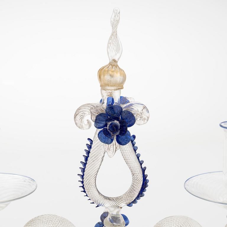 A pair of Murano candelabras, Italy. Later half of 20th century.