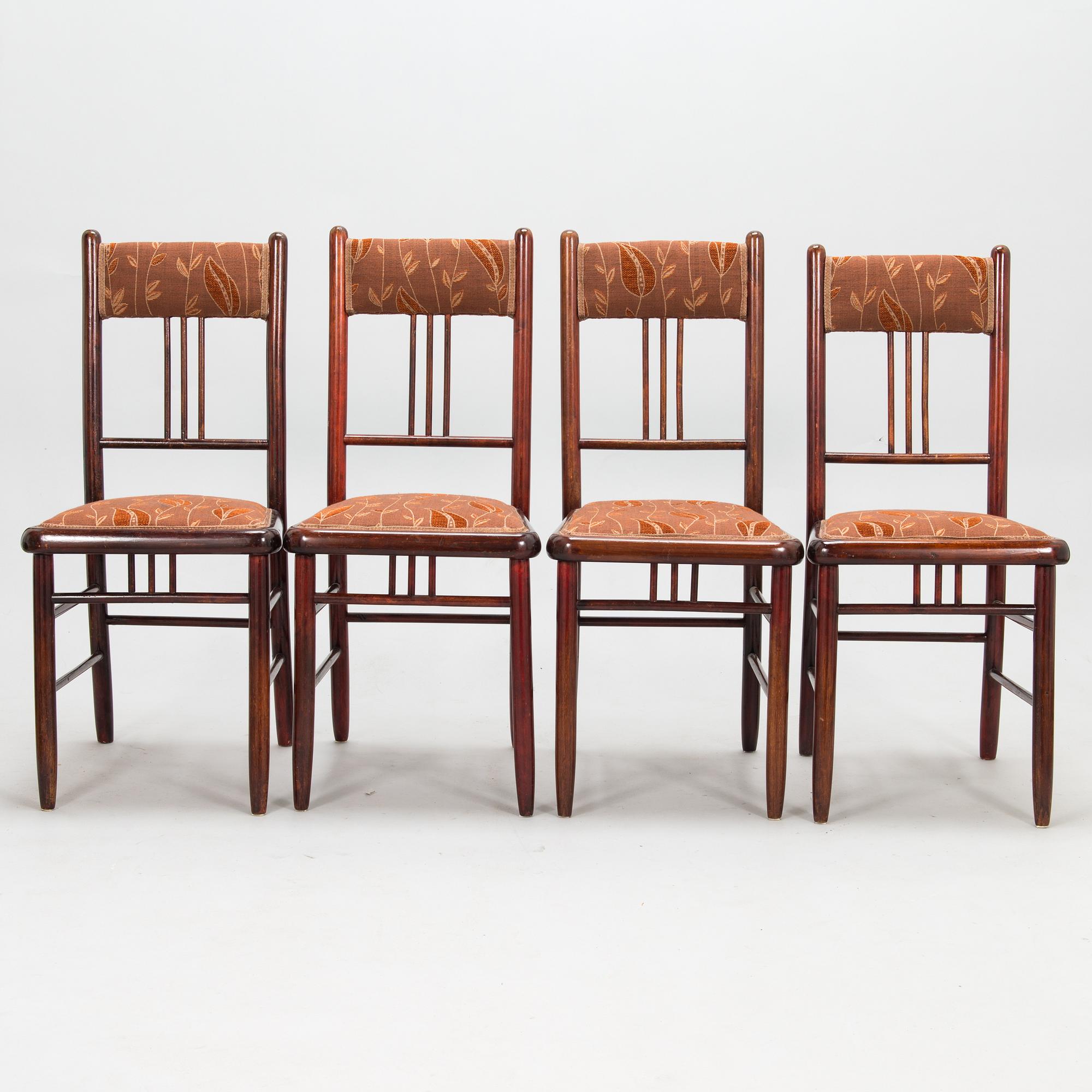 A set of four chairs, Suomen Tuoli-, Kalusto- ja Sorvaustehdas, Jyväskylä & Muurame, Finland 1906-10.