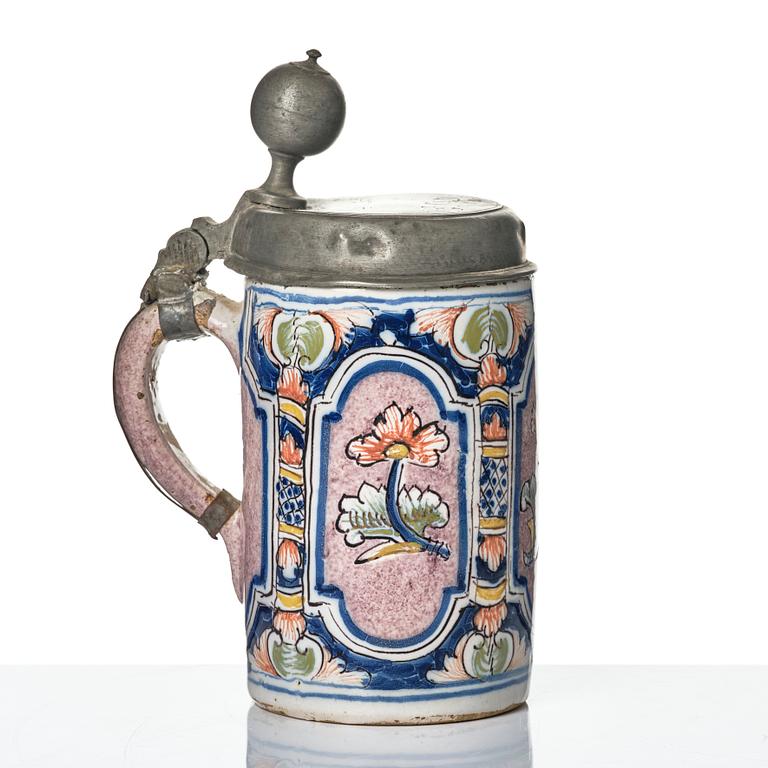Stop och kanna, fajans, 1700-tal.