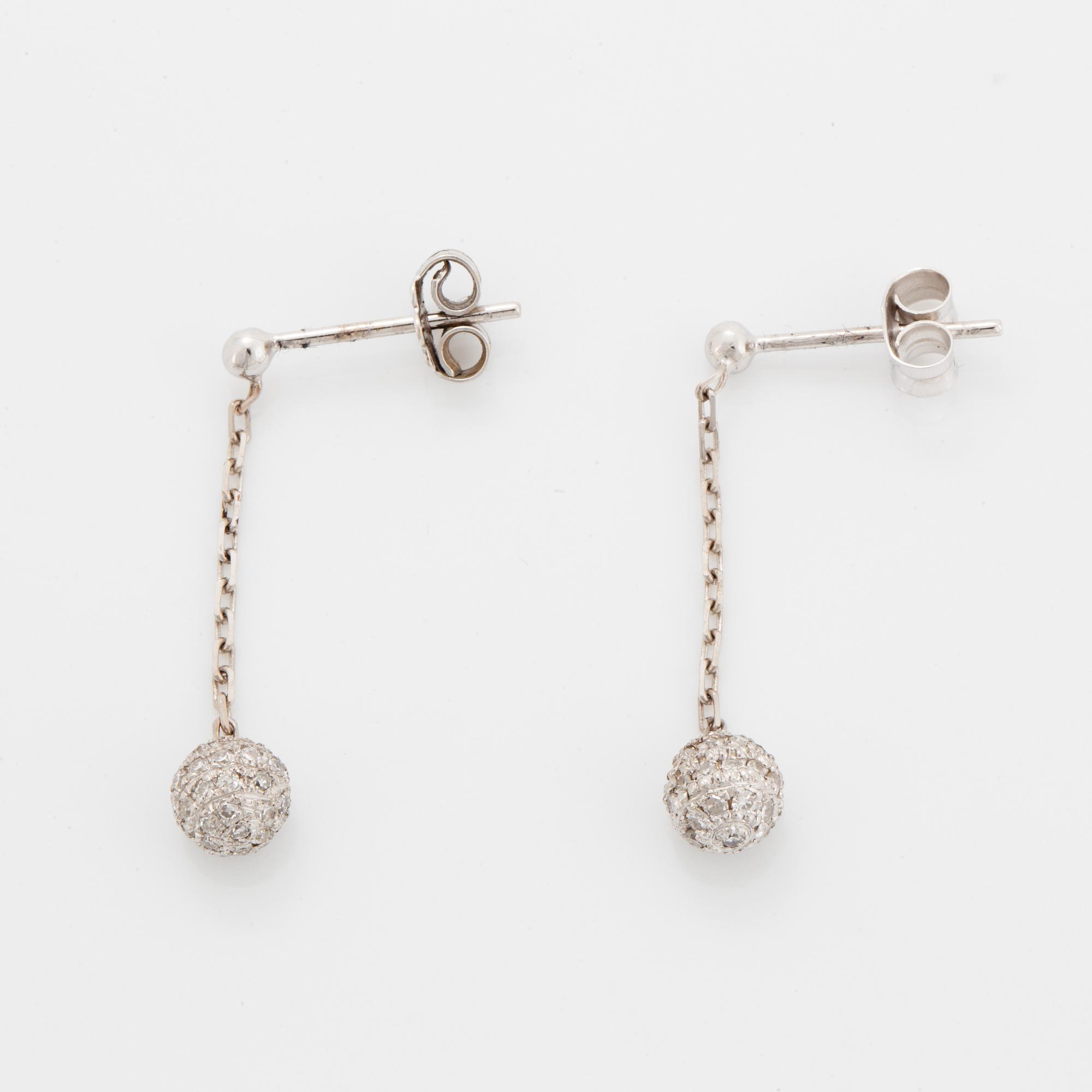 Eight-cut diamond ball earrings.