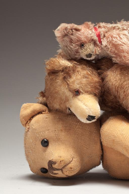 PARTI MJUKDJUR, 3 st. Bland annat Steiff, 1900-tal.