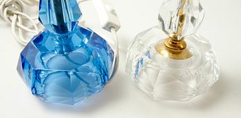 BORDSLAMPOR, 2 st, glas, 1900-tal.