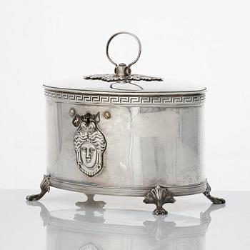 Pehr eller Adolf Zethelius, sockerskrin, silver, Stockholm 1810. Empire.