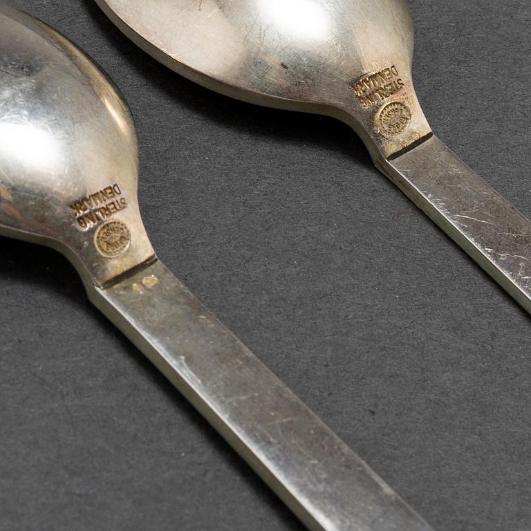 Twelve "Pyramid" flatware, executed by Georg Jensen, Copenhagen, sterling.