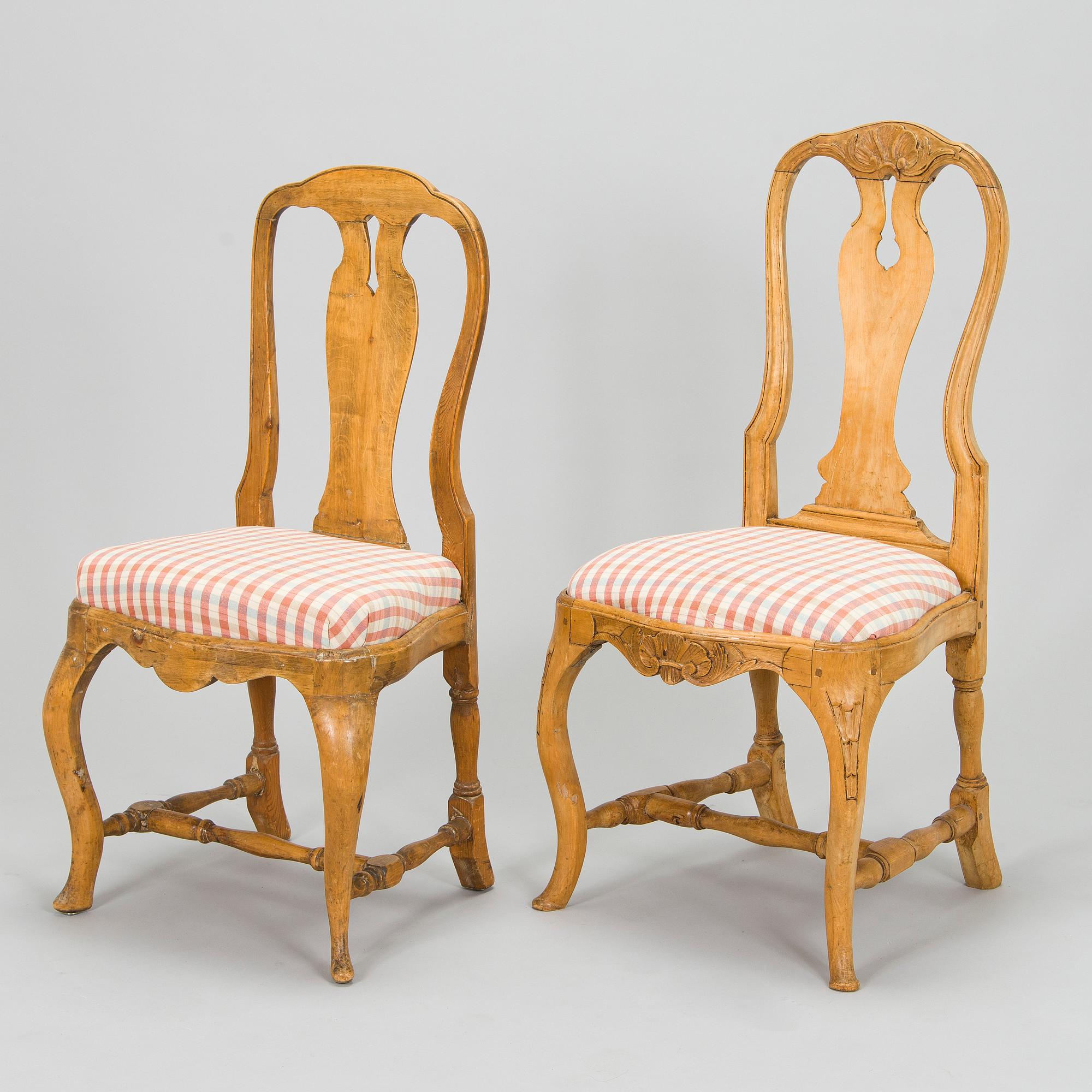 Stolar, snarlika, 8 st, rokoko, 1700-talets mitt.