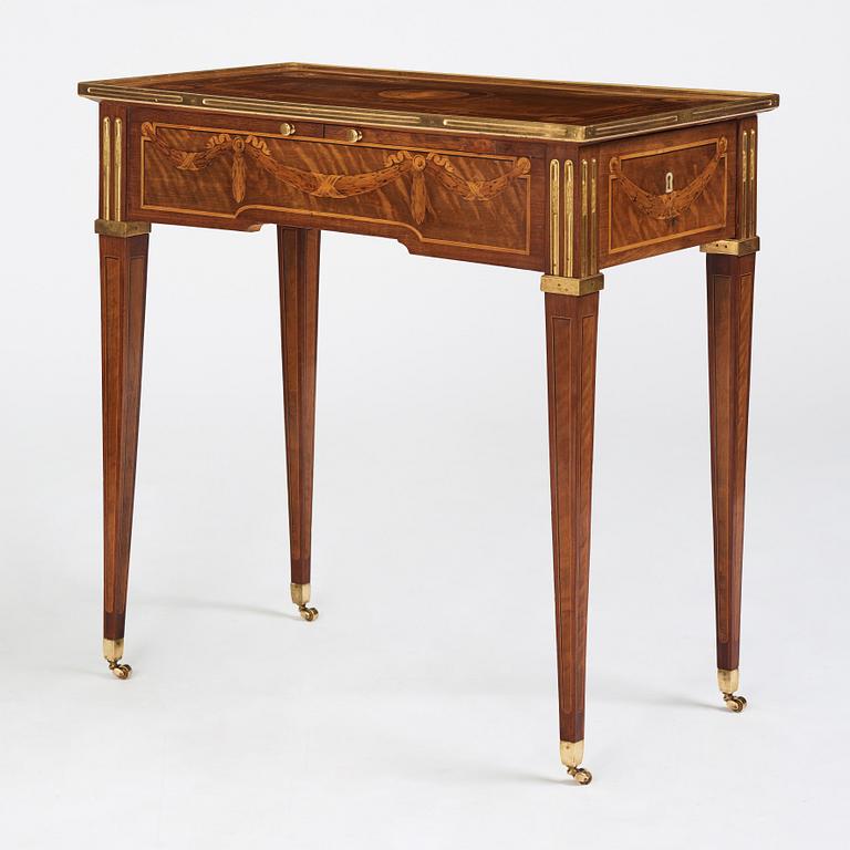 A Gustavian table by G Haupt (master in Stockholm 1770-1784), signed and dated 1781.