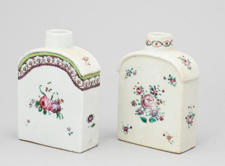 TEDOSOR, två stycken, kompaniporslin. Qing dynastin, Qianlong (1736-95).