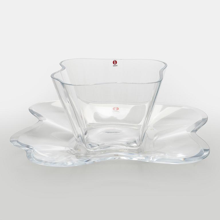 Alvar Aalto, art glass, two parts of the “Aalto Flower”, signed Alvar Aalto Iittala.