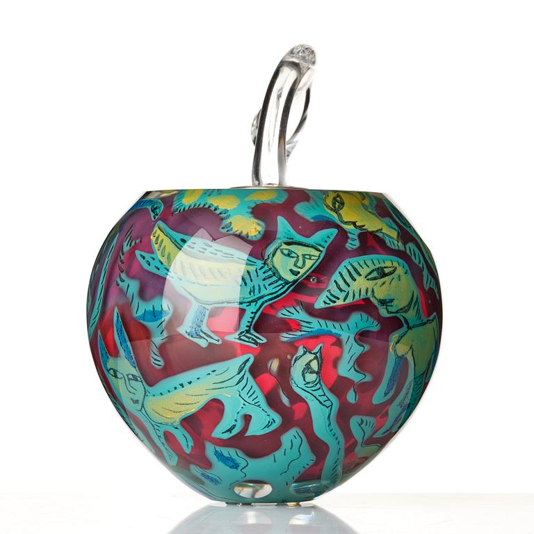 Ulrica Hydman-Vallien, a unique "Kabale" glass sculpture/ vase, Kosta Boda, Sweden 1987.