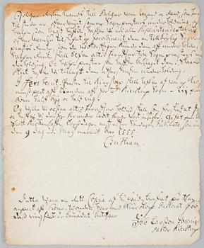 Royal letter likely signed by Christian III of Denmark, dated 1555.