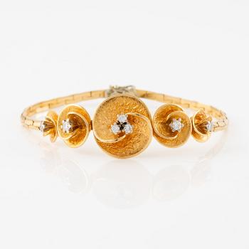 Theresia Hvorslev, bracelet 18K gold with round brilliant-cut diamonds, Lidköping 1979.