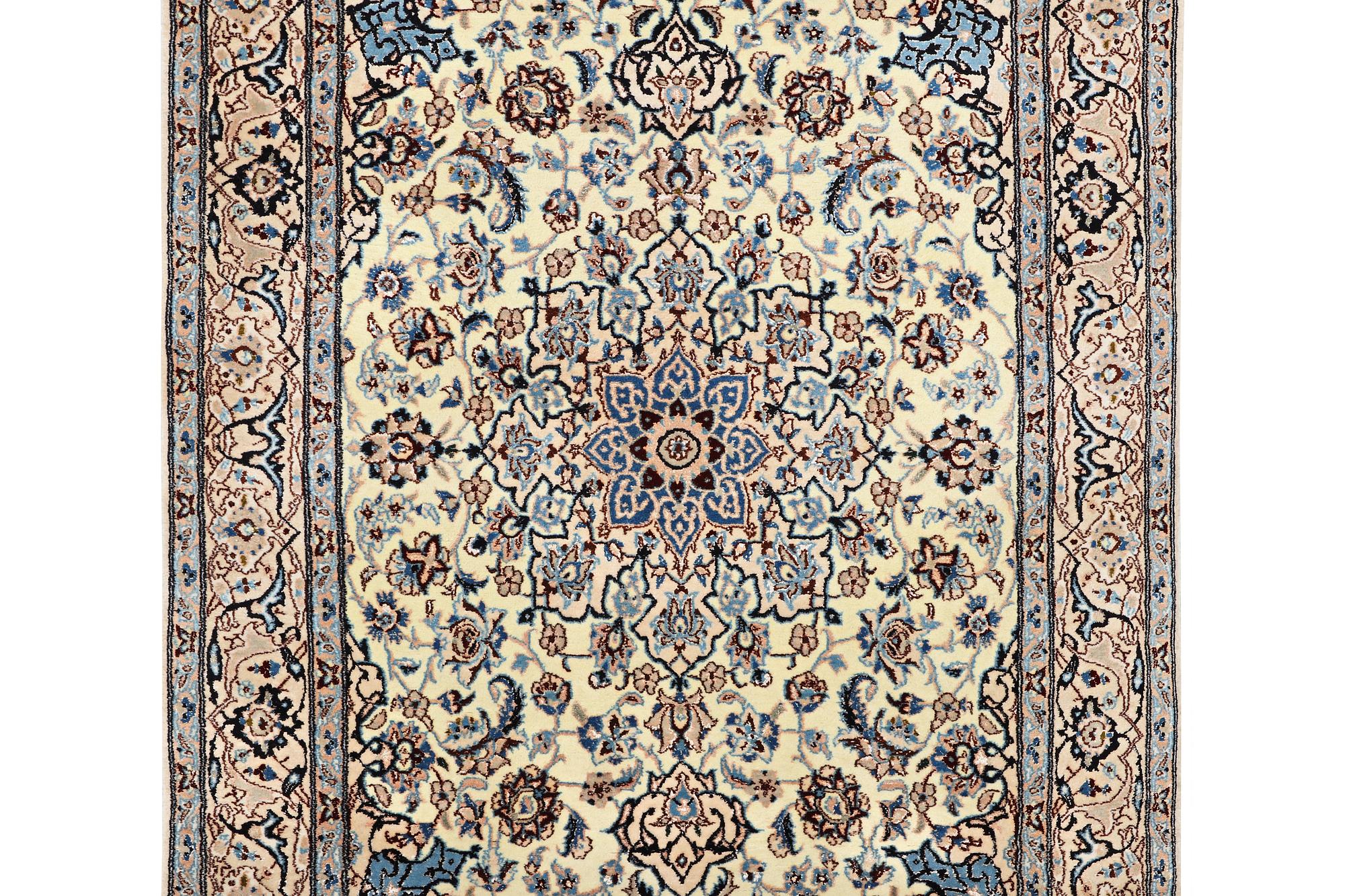 A part silk Nain rug, 9LA, c. 204 x 125 cm.
