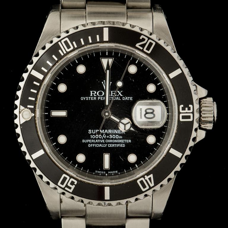 ARMBANDSUR, Rolex Oyster Perpetual Date, Submariner, Superlative Chronometer.