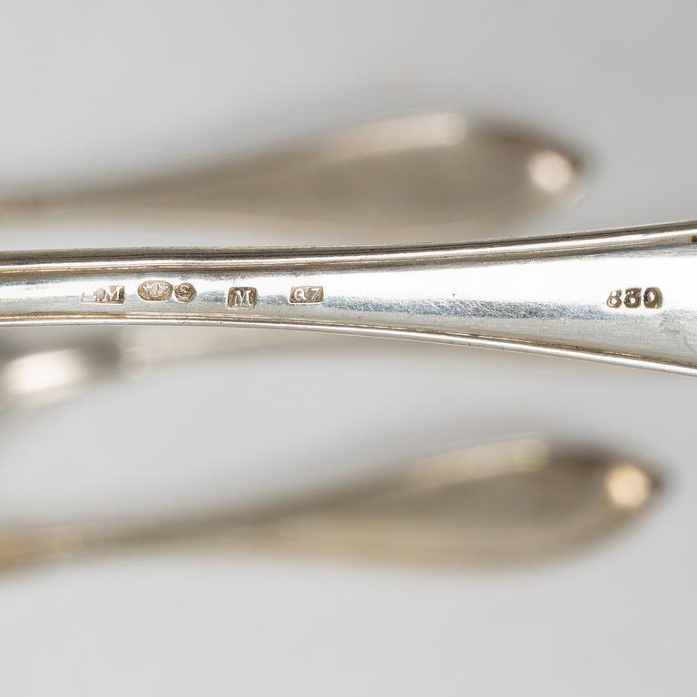 Cutlery, 11 pieces, silver, “Svensk spets”, including E Möller, Malmö, 1918.