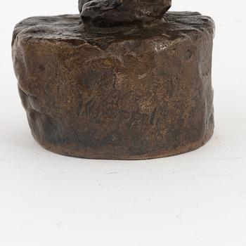 Arvid Knöppel, skulptur, brons, signerad, gjutarstämpel. Höjd 13,5 cm.