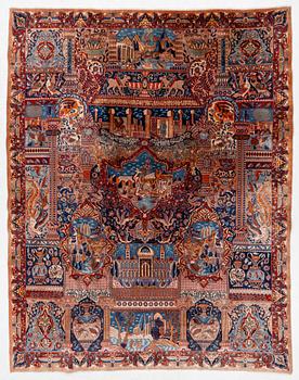 Rug, figural, Kashmar, approx. 385 x 298 cm.