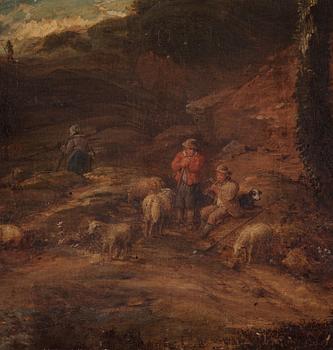 Pastoral landscape with shepherds.