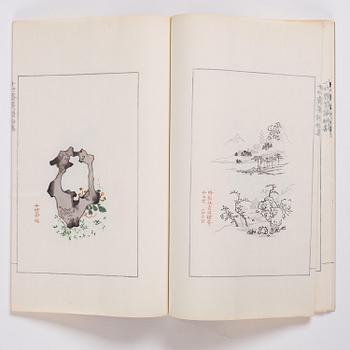 Bok med träsnitt, fyra volymer. "Shi zhu zhai jian pu" av Hu Zhengyan.
