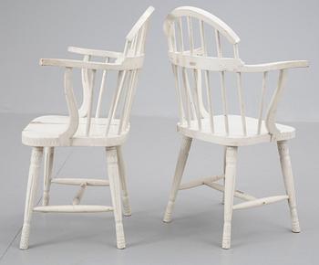 KARMSTOLAR, ett par, sent 1800-tal.