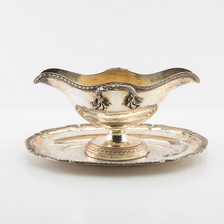 Såssnipa på fat, silver, 1900-talets första hälft.