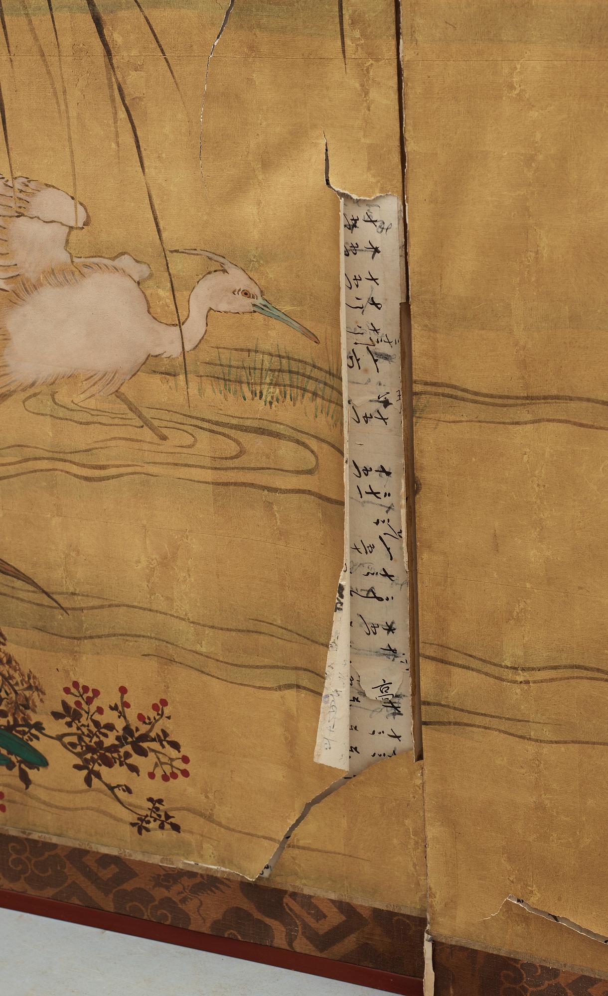 GOLVSKÄRM, 2 skärmar med tot 12 delar, Japan, 1800/1900-tal.