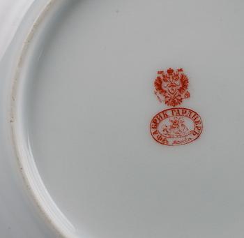 ASSIETTER, 6 st, porslin, rokokostil, Gardner, Ryssland, sent 1800-tal.