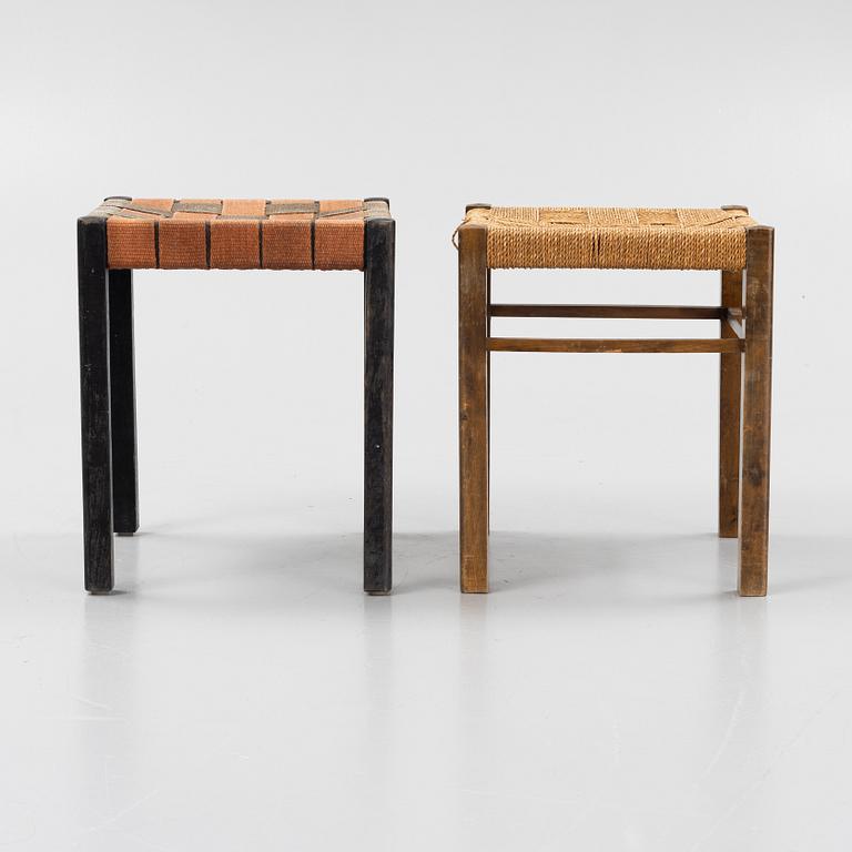 Axel Larsson, two similar stools, Svenska Möbelfabriken, Bodafors, Sweden, 1930's.