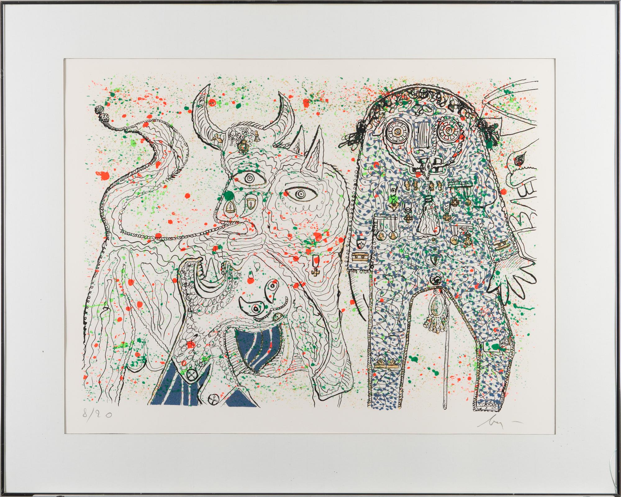 ENRICO BAJ, lithograph, signed, numbered 8/90.