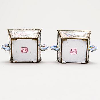 A pair of mid 18th Century Chinese enamel bowls.