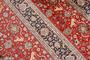 A pictoral orientalisk silk carpet, ca 284 x 180 cm.