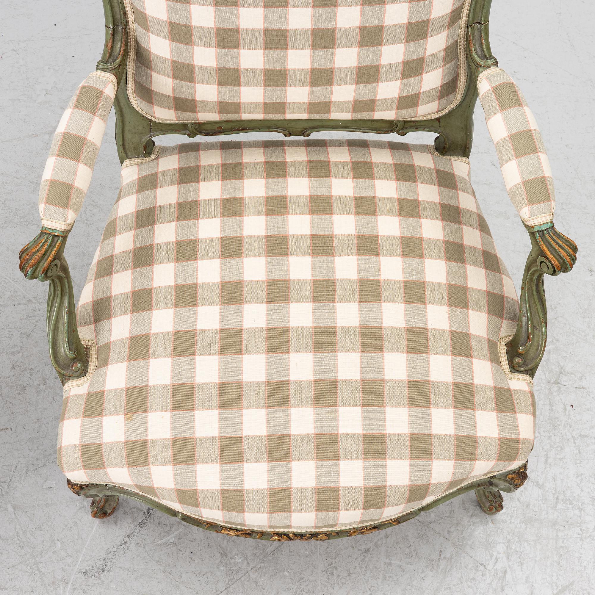 Armchairs, a pair, Rococo style, early 20th century.