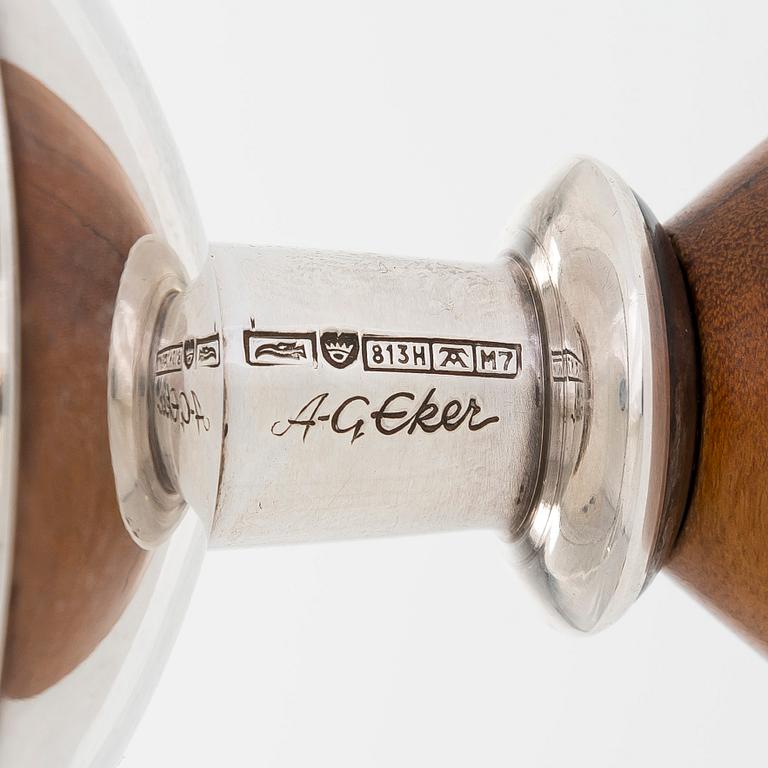 Anna-Greta Eker, Three silver and mahogany candlesticks, Auran Kultaseppä, Turku 1965 and 67.