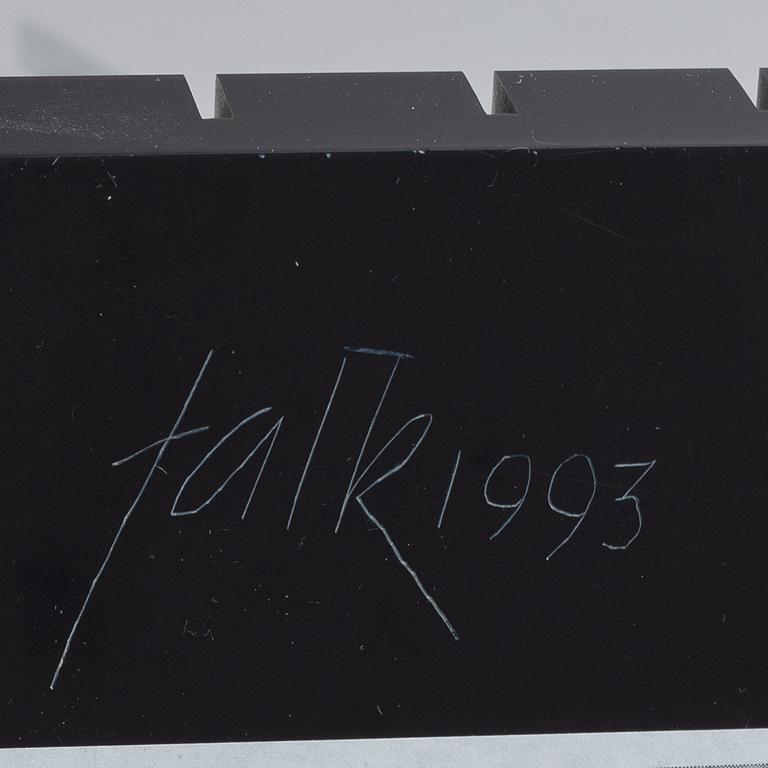 Lars-Erik Falk, sculpture, aluminium and black plexi glass, signed and dated 1993.