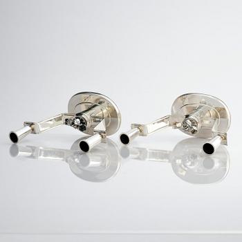 Carl Fredrik Carlman, a pair of silver candlesticks, design by Per Sköld, Stockholm, Sweden 1945.