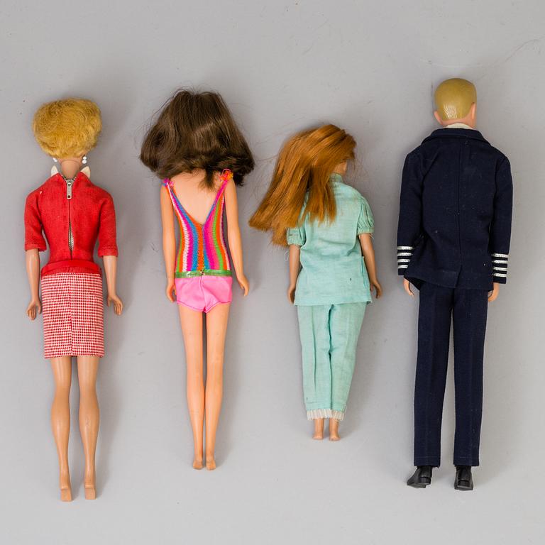 4 barbiedolls, Mattel 1960's.