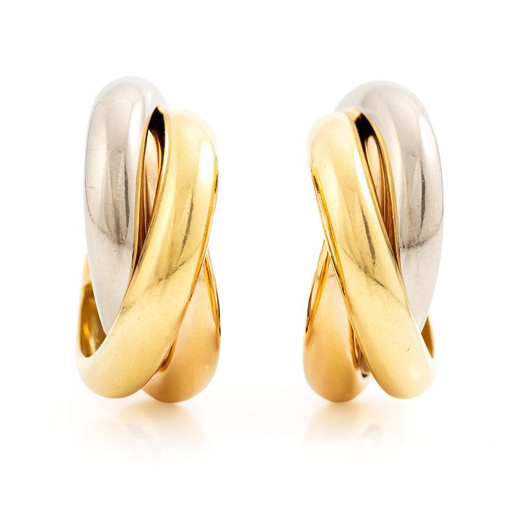 Cartier ett par örhängen "Trinity" 18K guld i tre färger.