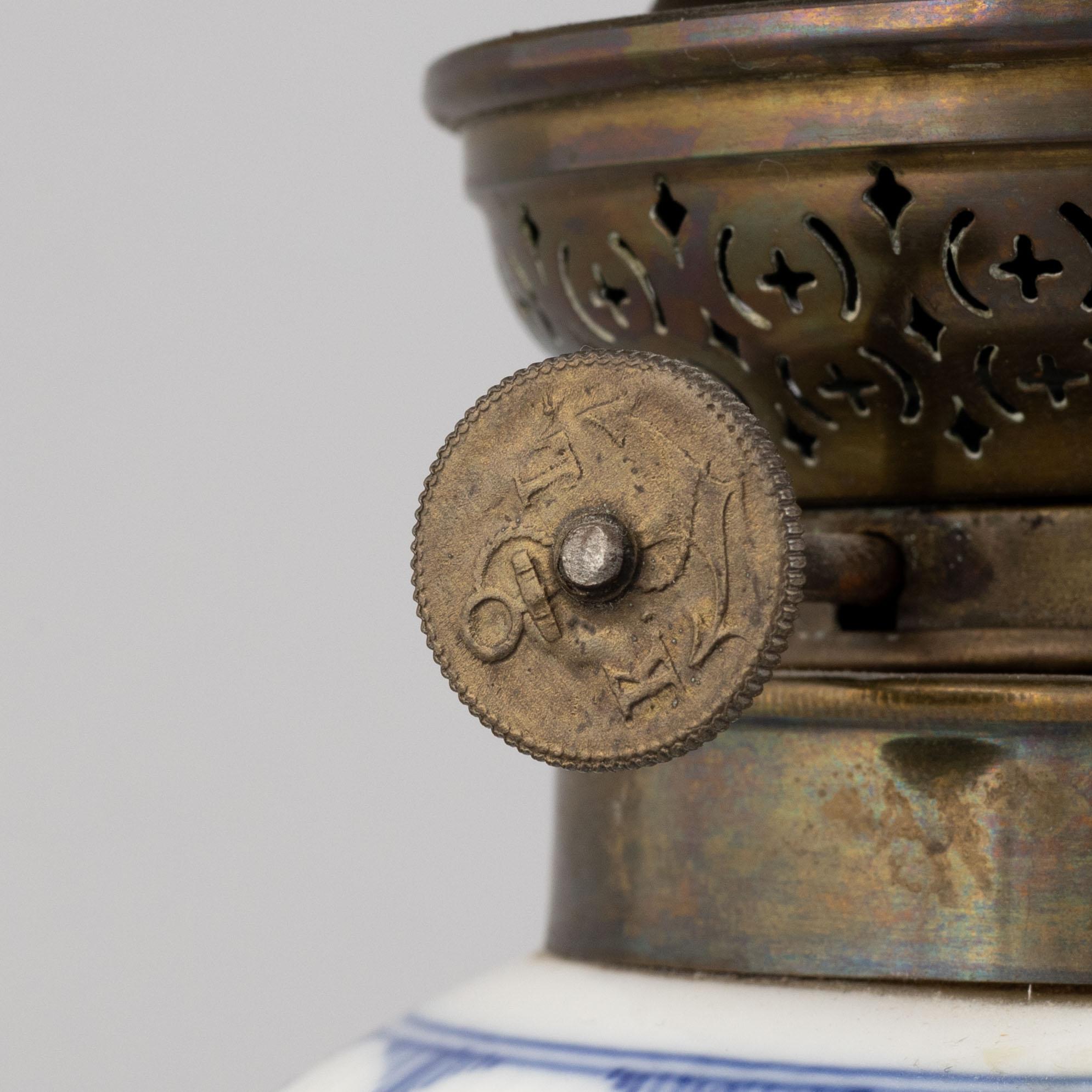 A 'Blue Fluted Half Lace' porcelain lantern, Royal Copenhagen, 1893-1900.