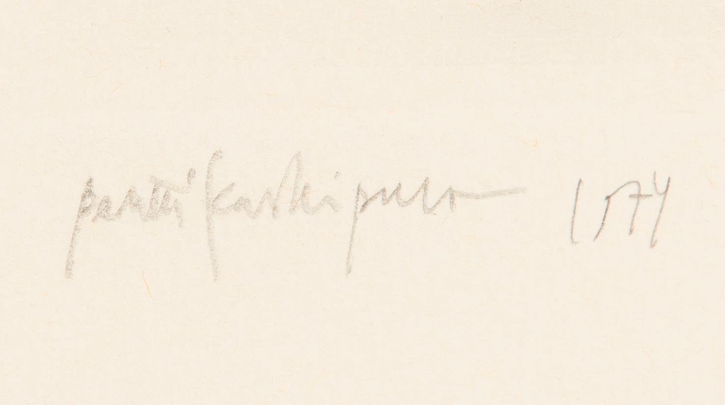 Pentti Kaskipuro, "Postikorttitytöt". Signerad och daterad 1974.